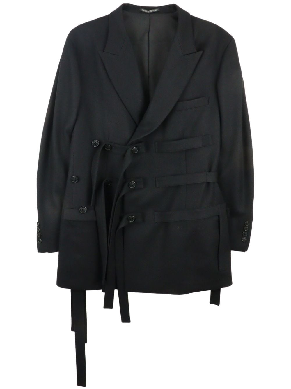 Yohji Yamamoto Worsted Tasmania belted wool blazer - Black von Yohji Yamamoto