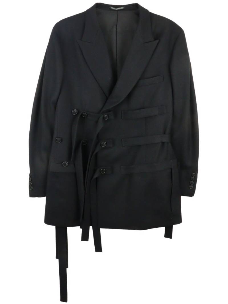 Yohji Yamamoto Worsted Tasmania belted wool blazer - Black von Yohji Yamamoto