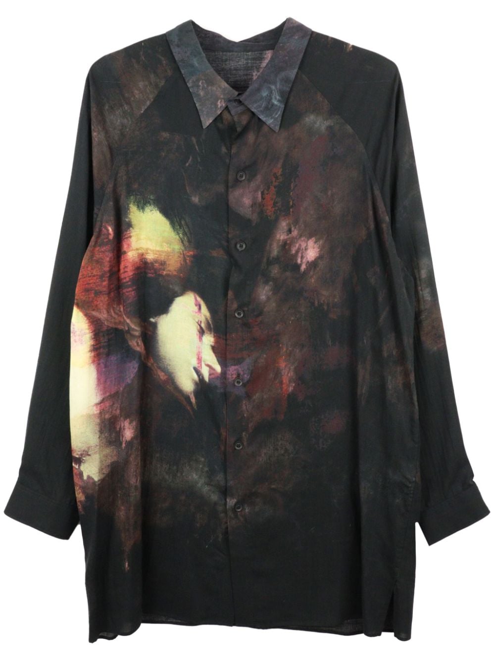 Yohji Yamamoto abstract-print long-sleeved shirt - Black von Yohji Yamamoto