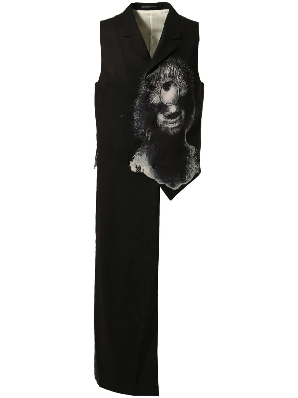 Yohji Yamamoto artistic-print asymmetric waistcoat - Black von Yohji Yamamoto