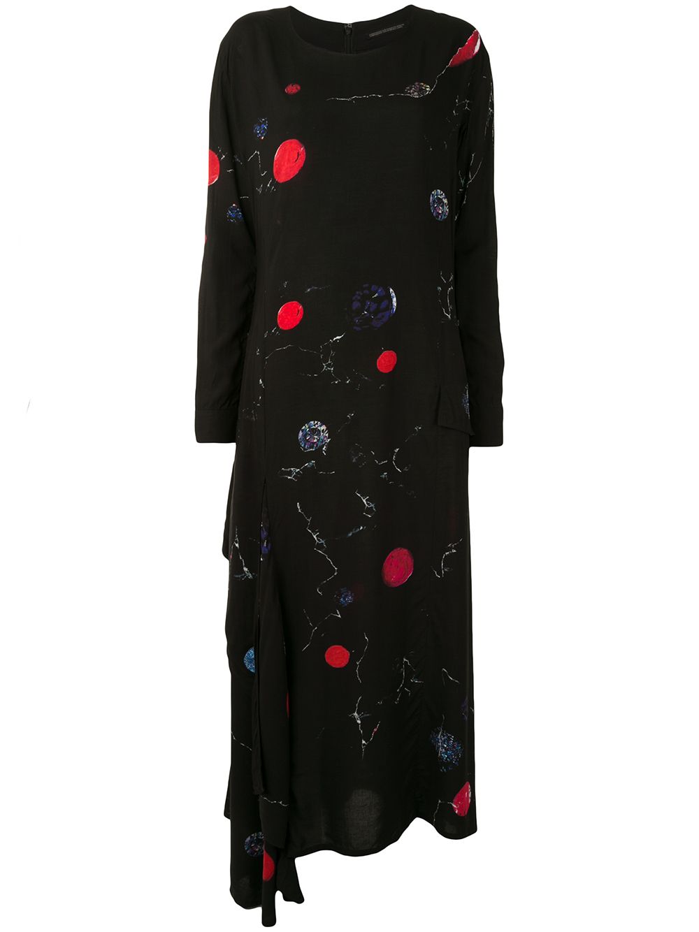 Yohji Yamamoto asymmetric circle-print shift dress - Black von Yohji Yamamoto