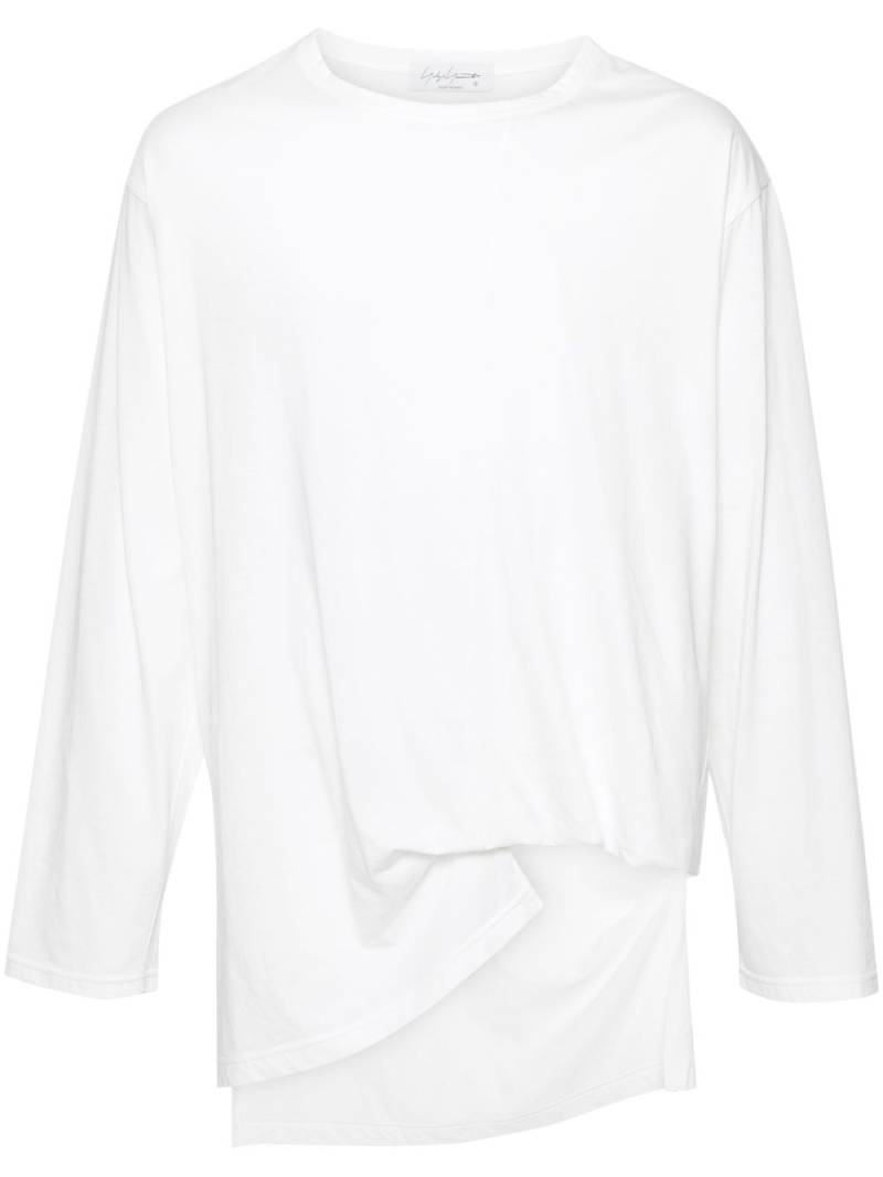 Yohji Yamamoto asymmetric cotton T-shirt - White von Yohji Yamamoto