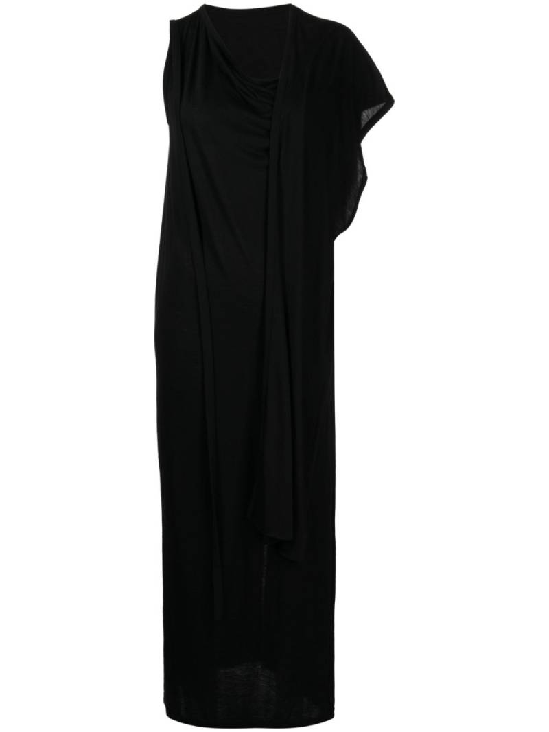 Yohji Yamamoto asymmetric draped maxi dress - Black von Yohji Yamamoto