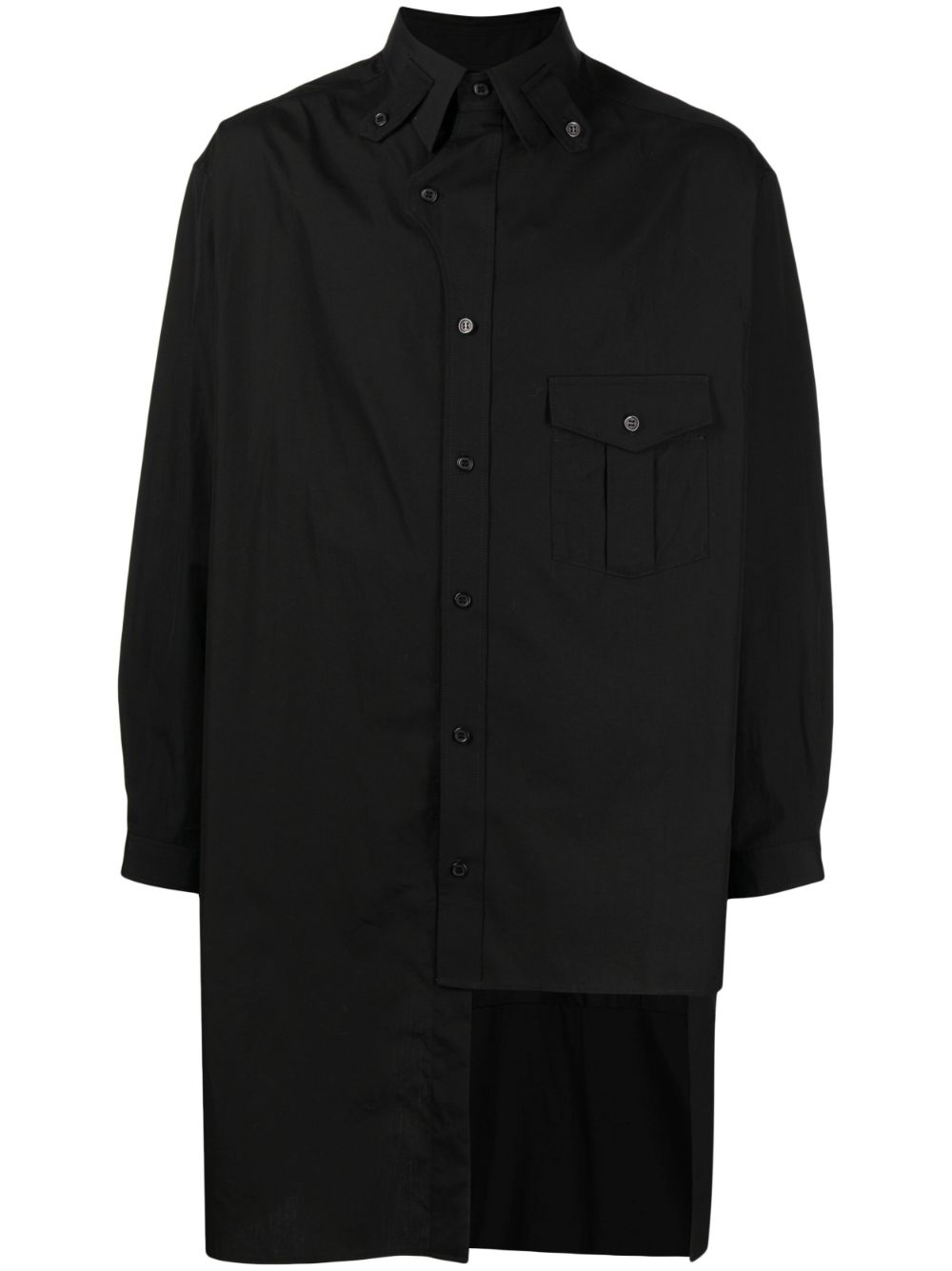 Yohji Yamamoto asymmetric-hem cotton shirt - Black von Yohji Yamamoto