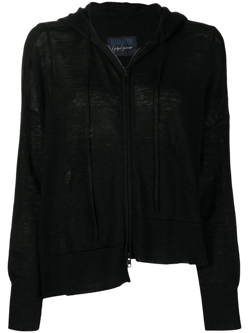 Yohji Yamamoto asymmetric hem zipped hoodie - Black von Yohji Yamamoto