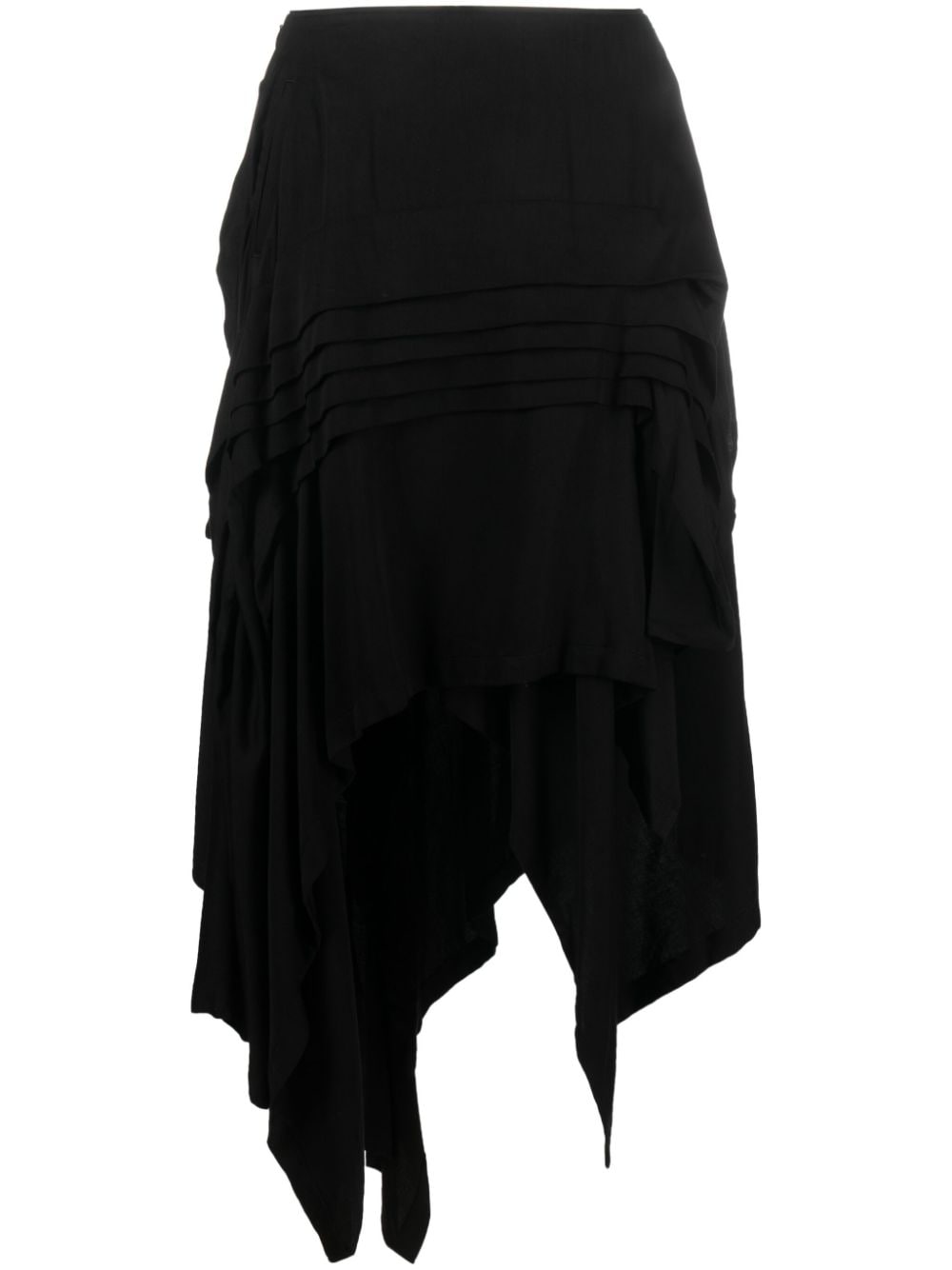 Yohji Yamamoto asymmetric wool-blend midi skirt - Black von Yohji Yamamoto