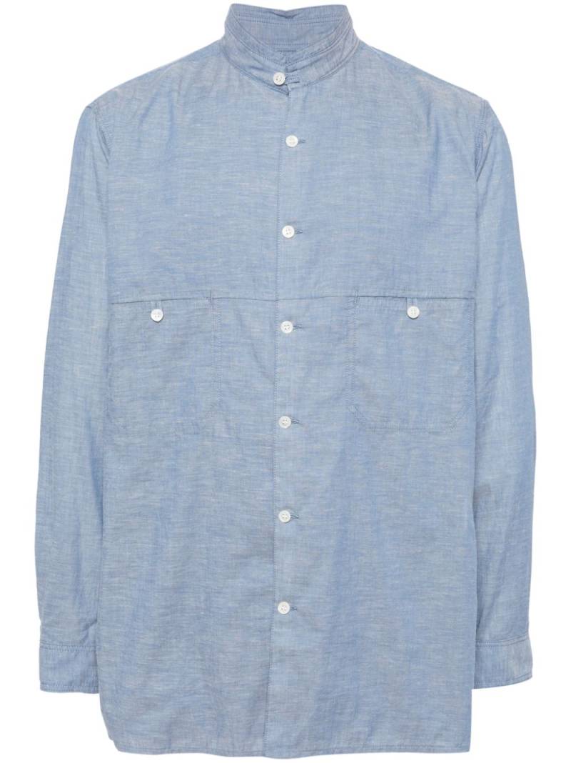 Yohji Yamamoto band-collar shirt - Blue von Yohji Yamamoto