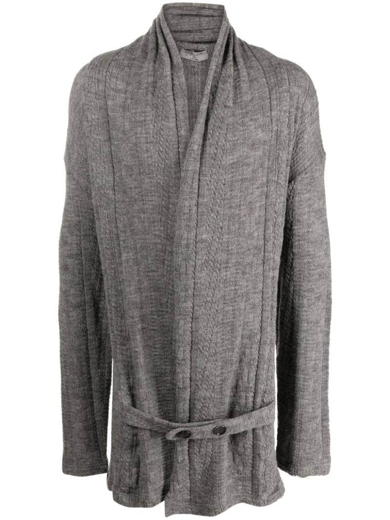 Yohji Yamamoto belted-waist maxi cardigan - Grey von Yohji Yamamoto