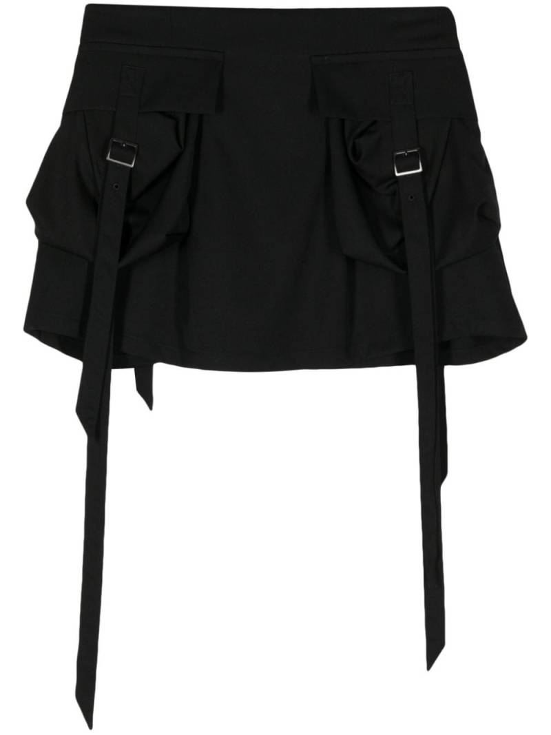 Yohji Yamamoto buckle-embellished wool mini skirt - Black von Yohji Yamamoto