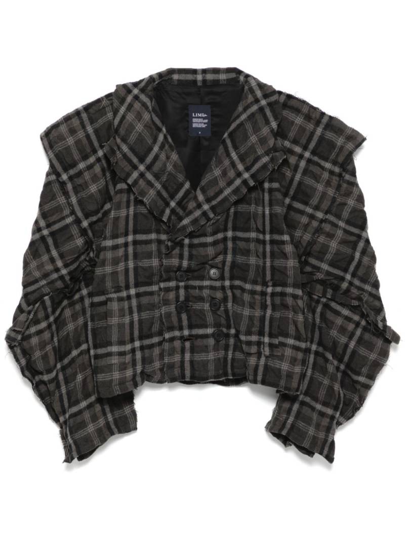 Yohji Yamamoto checked double-breasted blazer - Grey von Yohji Yamamoto