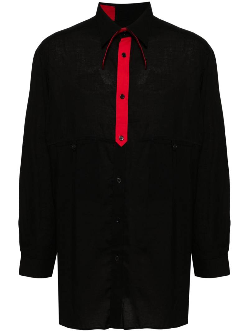 Yohji Yamamoto contrast-panel shirt - Black von Yohji Yamamoto