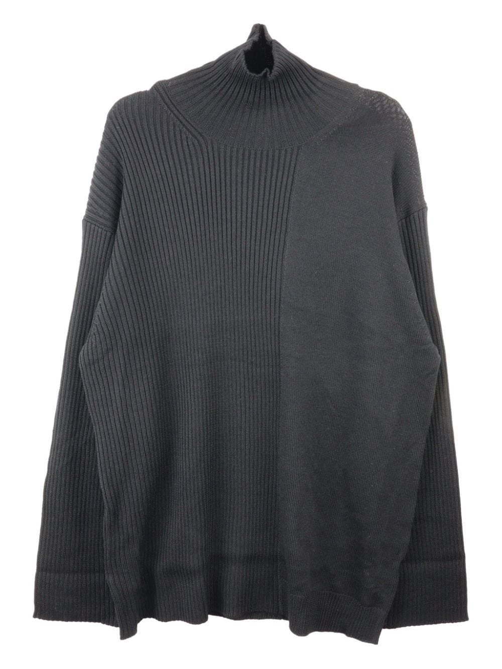 Yohji Yamamoto contrast-rib wool jumper - Black von Yohji Yamamoto