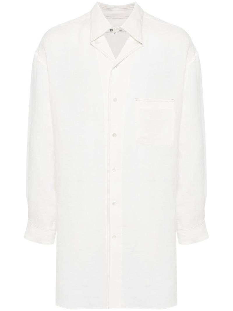 Yohji Yamamoto contrast-stitching linen shirt - White von Yohji Yamamoto