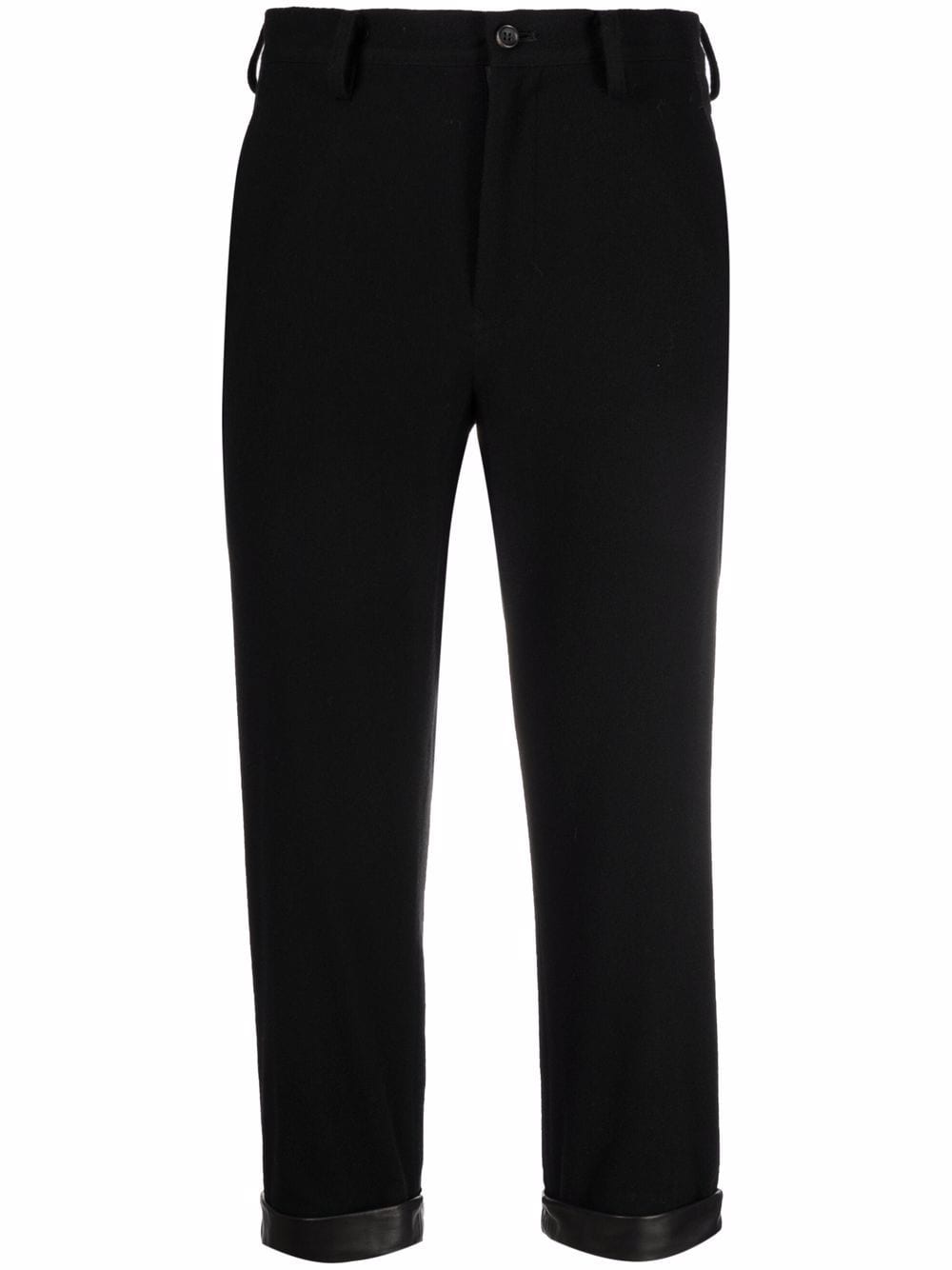 Yohji Yamamoto cropped leather-cuff trousers - Black von Yohji Yamamoto