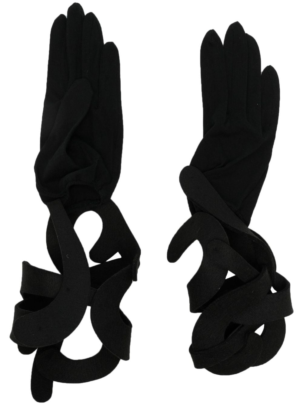 Yohji Yamamoto cut-out detail cotton gloves - Black von Yohji Yamamoto