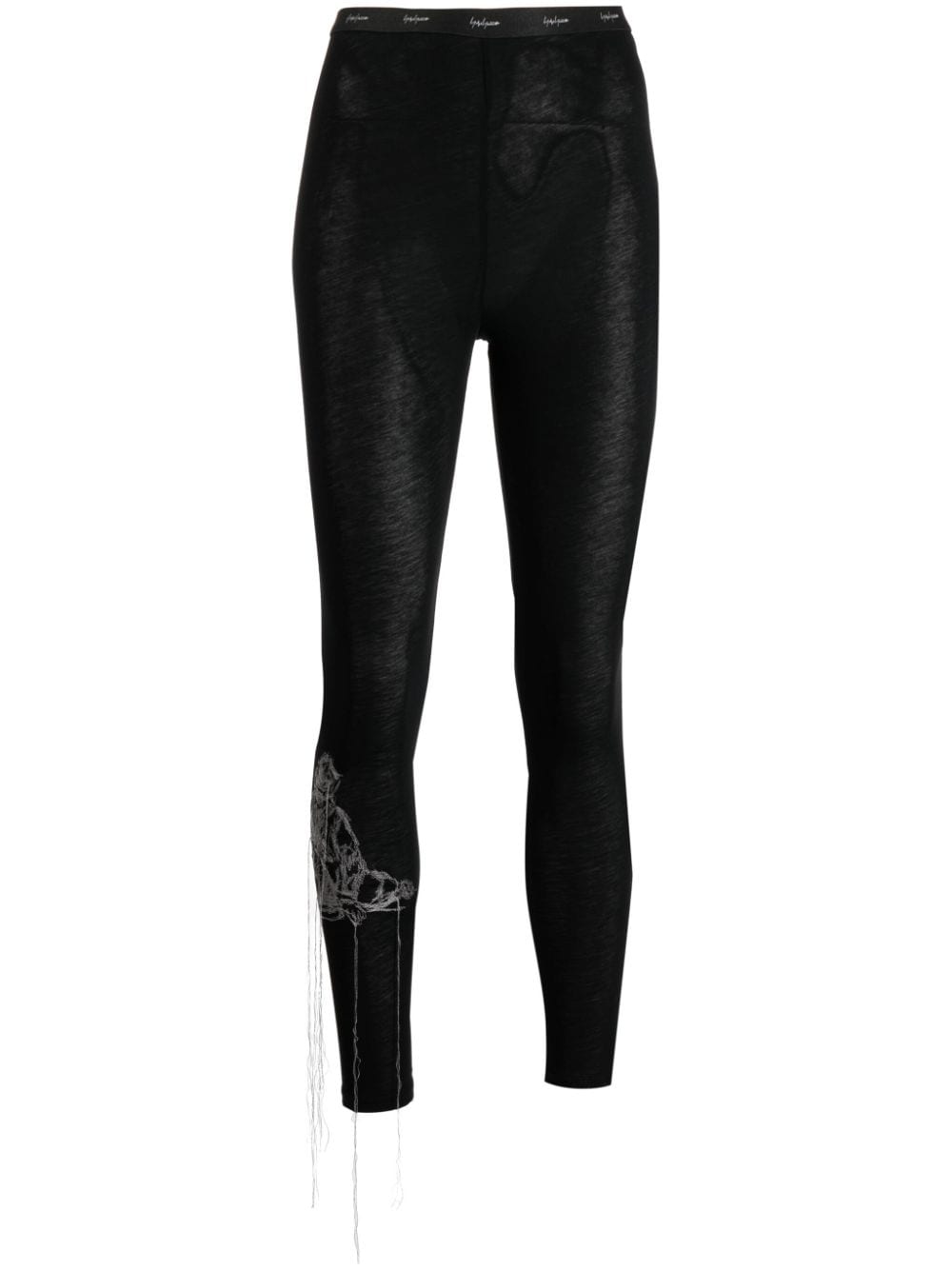 Yohji Yamamoto decorative-stitching cotton leggings - Black von Yohji Yamamoto