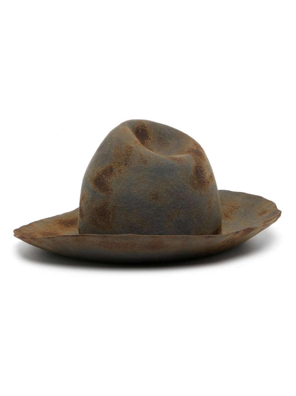 Yohji Yamamoto distressed-finish wool hat - Brown von Yohji Yamamoto