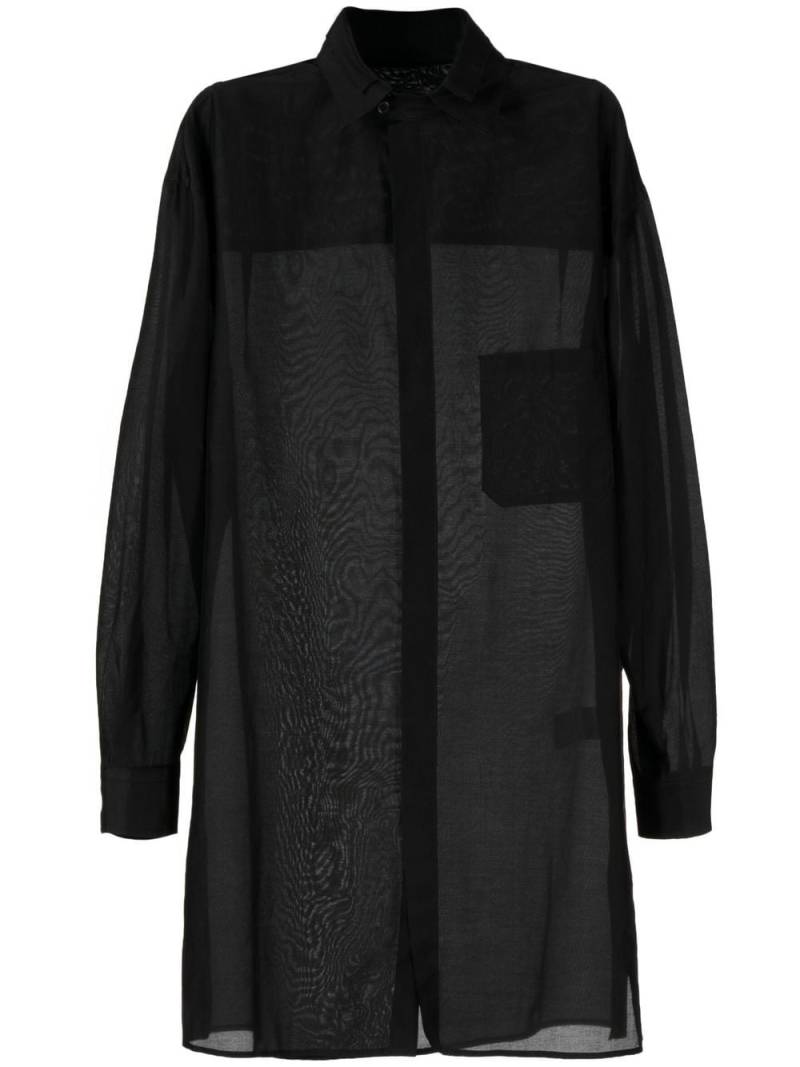 Yohji Yamamoto double-collar long shirt - Black von Yohji Yamamoto