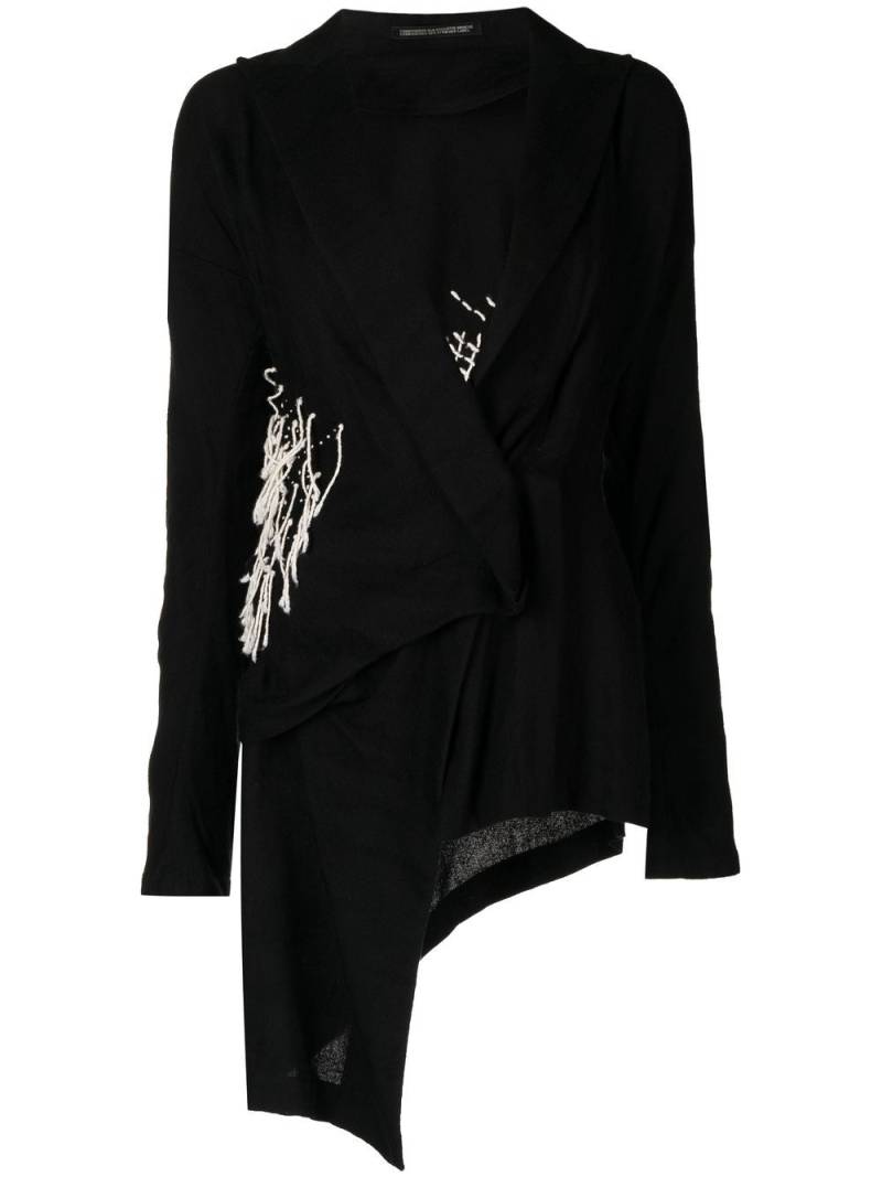 Yohji Yamamoto drape-stitch asymmetric jacket - Black von Yohji Yamamoto