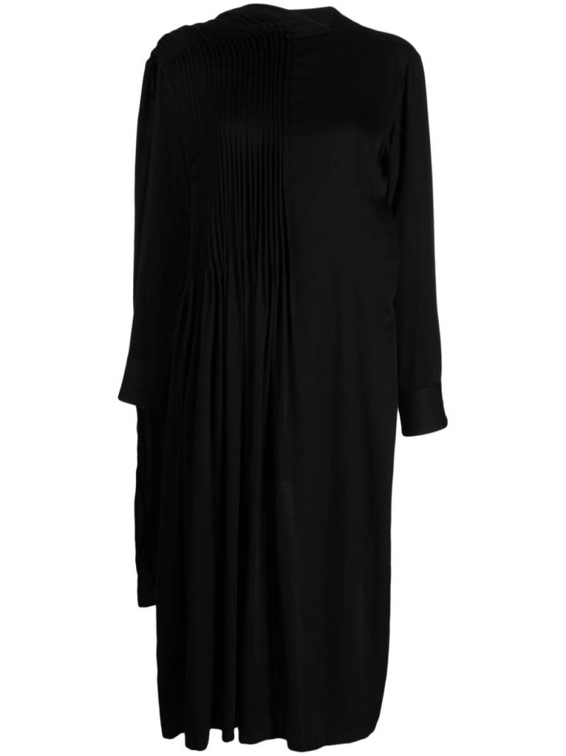 Yohji Yamamoto draped asymmetric midi dress - Black von Yohji Yamamoto