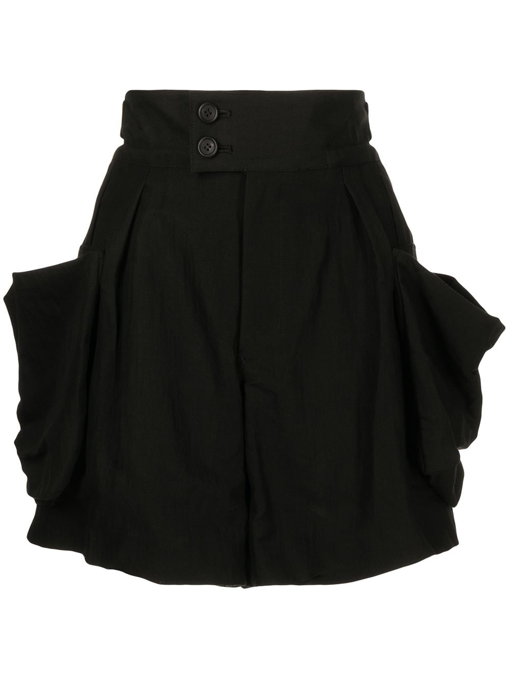 Yohji Yamamoto draped cotton shorts - Black von Yohji Yamamoto