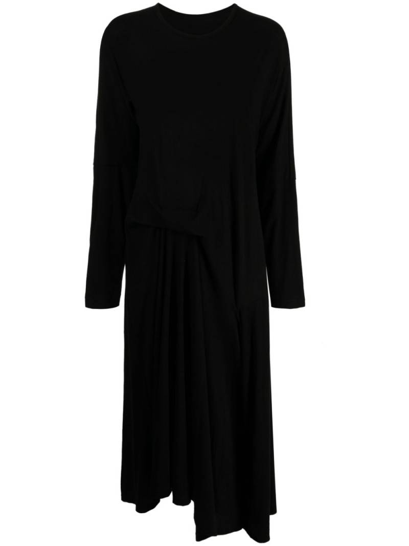 Yohji Yamamoto draped long-sleeve maxi dress - Black von Yohji Yamamoto