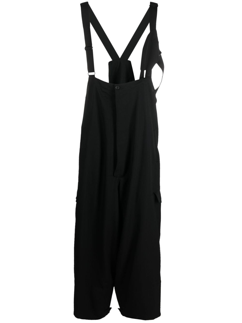 Yohji Yamamoto drop-crotch wool suspender trousers - Black von Yohji Yamamoto