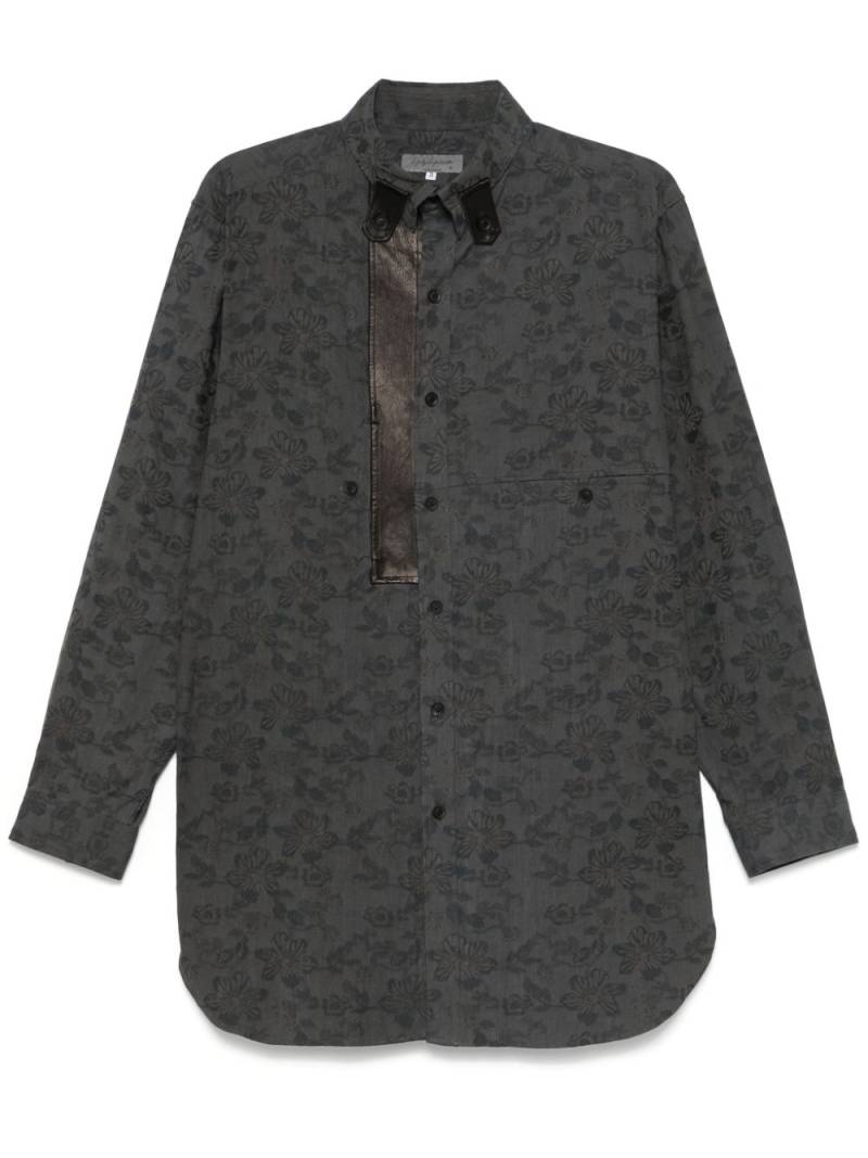 Yohji Yamamoto floral-jacquard shirt - Blue von Yohji Yamamoto