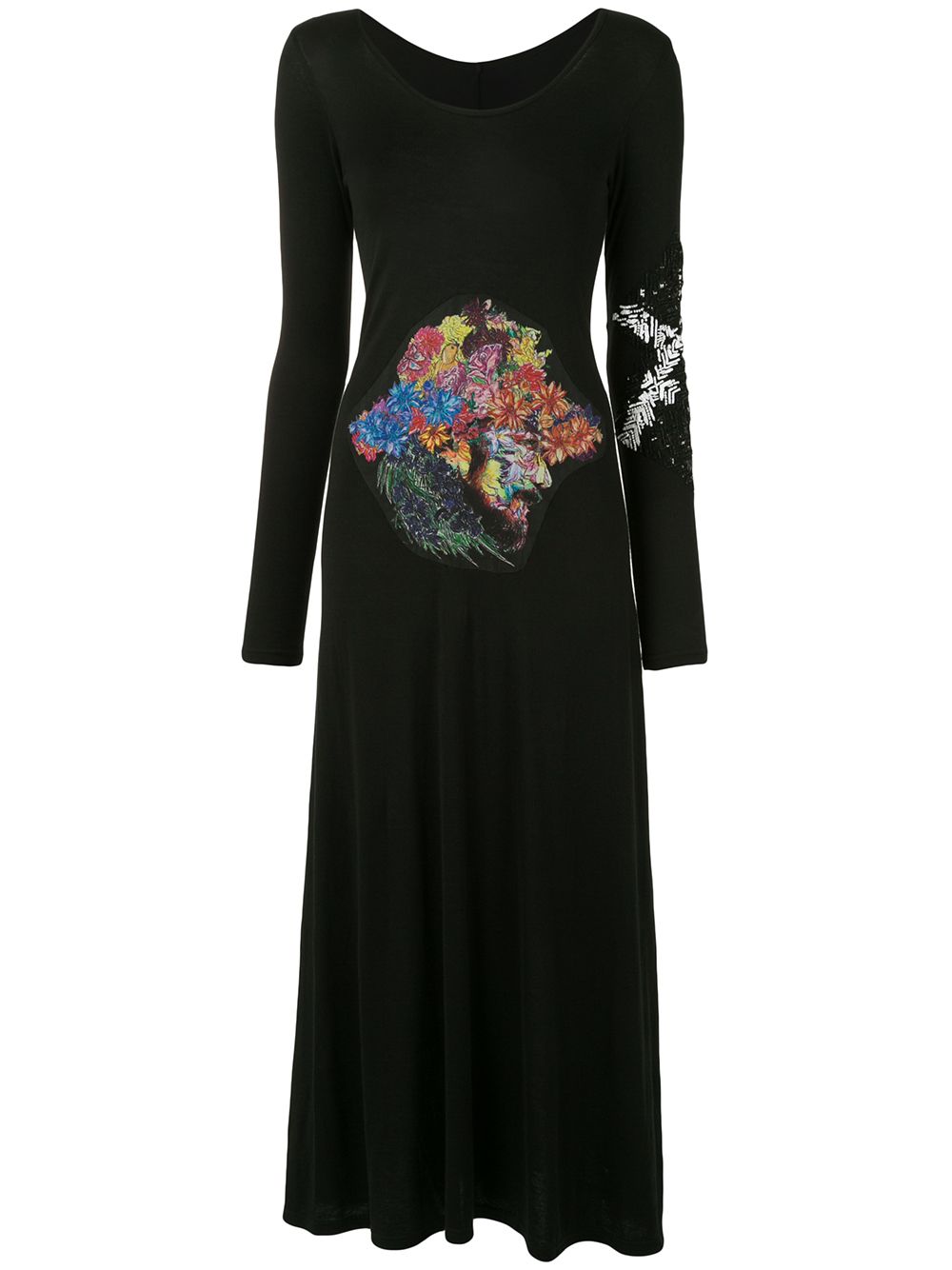 Yohji Yamamoto floral patch embroidered dress - Black von Yohji Yamamoto