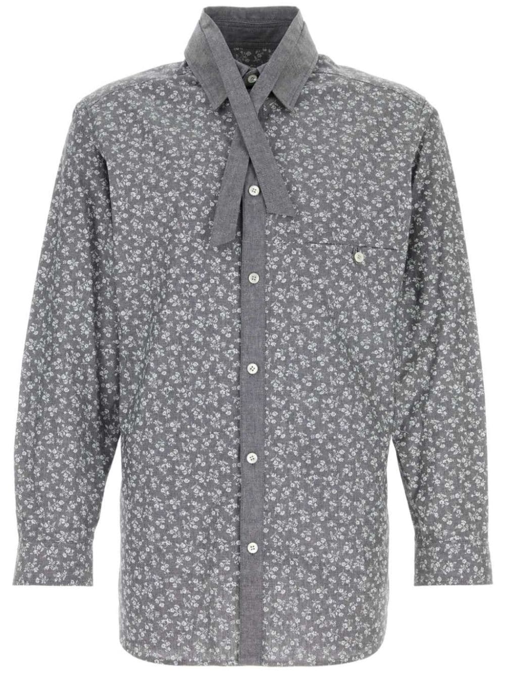 Yohji Yamamoto floral-print cotton shirt - Grey von Yohji Yamamoto