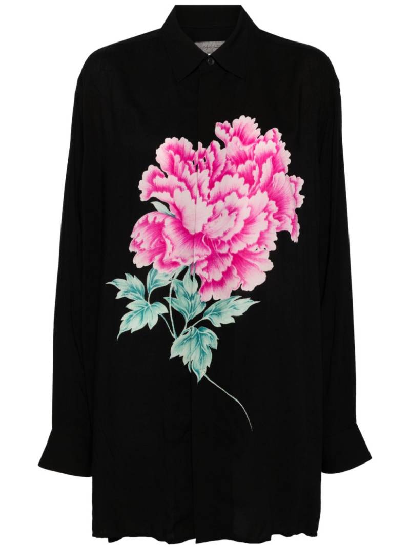 Yohji Yamamoto floral-print long-sleeve shirt - Black von Yohji Yamamoto