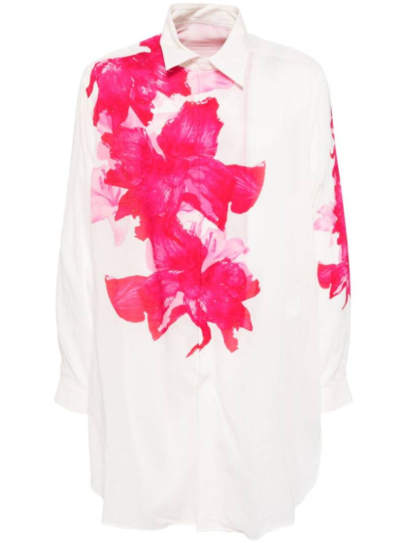 Yohji Yamamoto floral printed shirt - White von Yohji Yamamoto