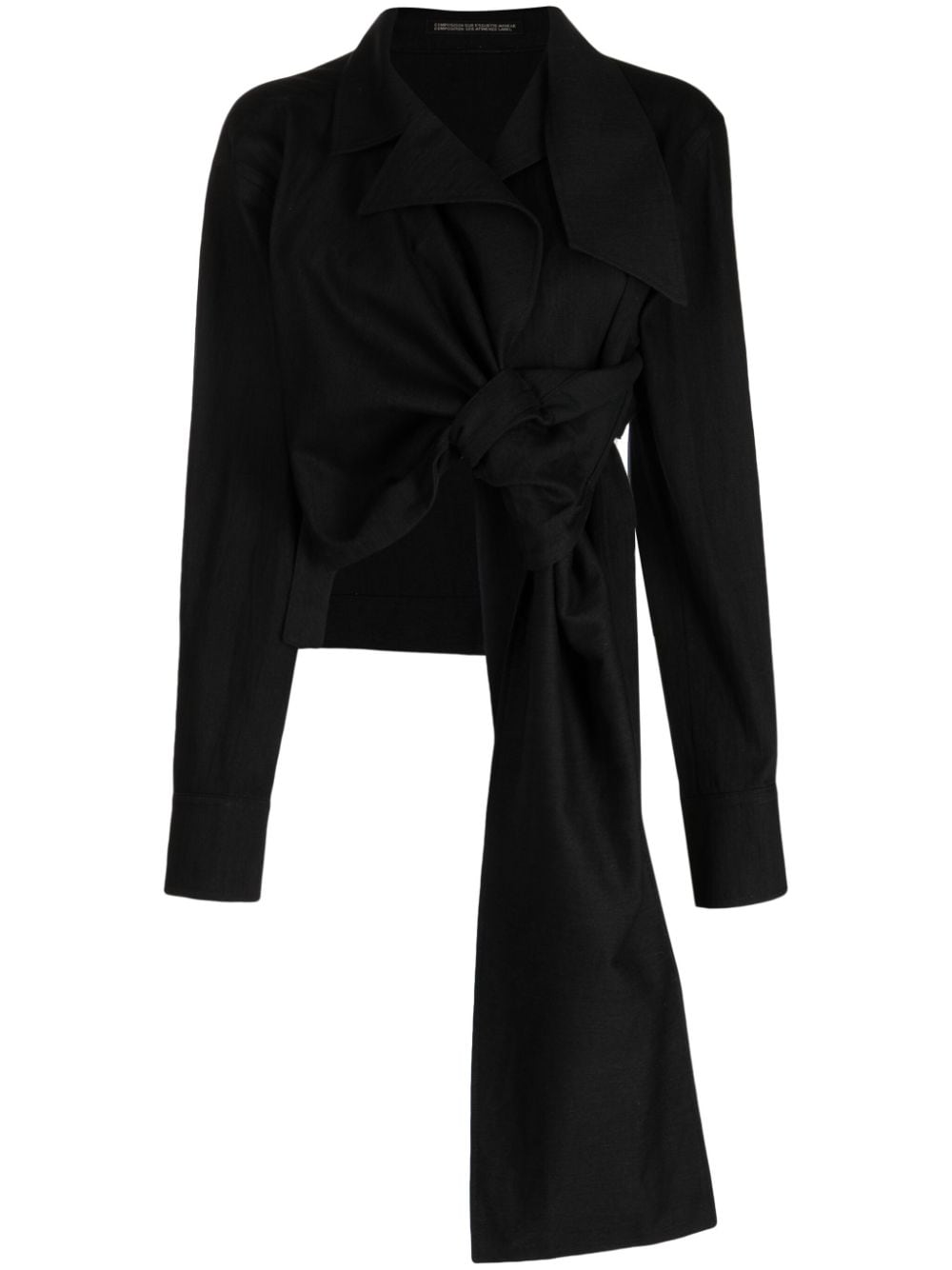 Yohji Yamamoto gathered cropped cotton jacket - Black von Yohji Yamamoto