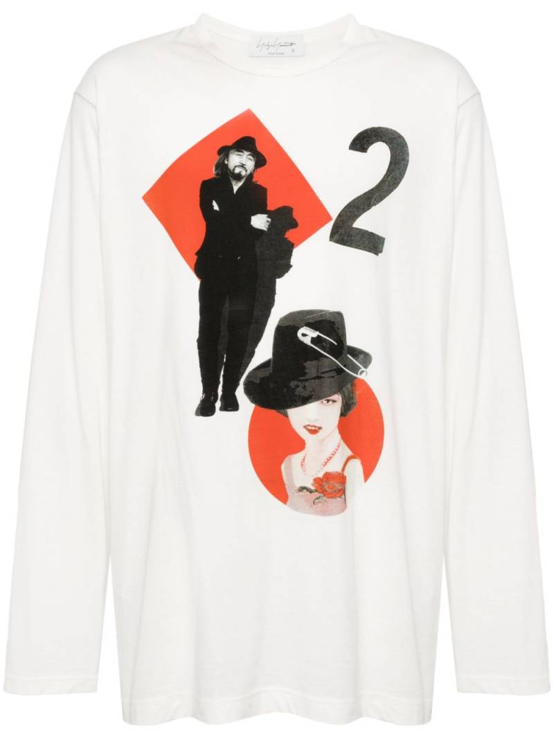 Yohji Yamamoto graphic-print cotton T-shirt - White von Yohji Yamamoto