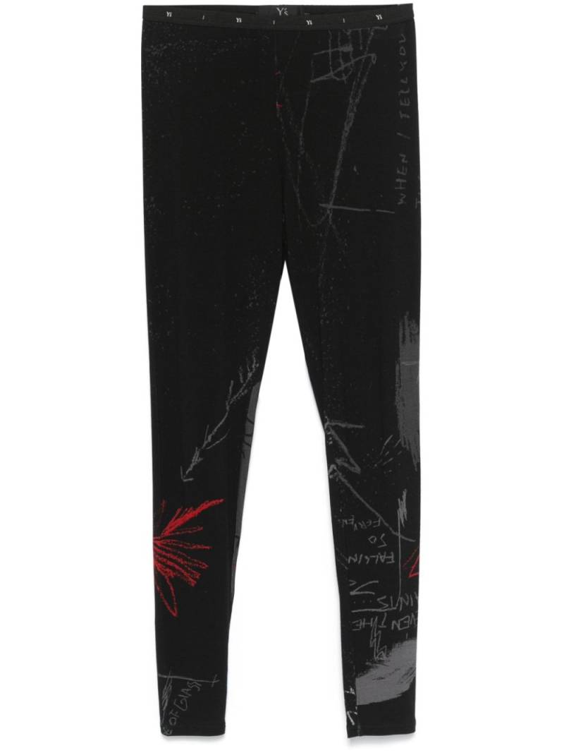 Yohji Yamamoto graphic-print leggings - Black von Yohji Yamamoto