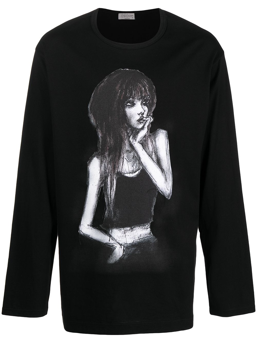 Yohji Yamamoto graphic-print long-sleeve T-shirt - Black von Yohji Yamamoto