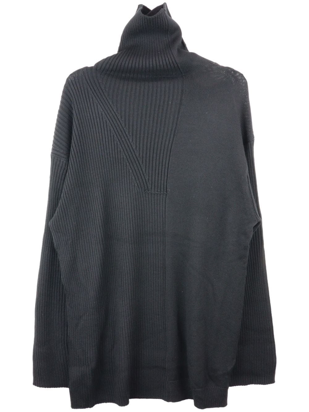 Yohji Yamamoto half-ribbed roll neck jumper - Black von Yohji Yamamoto