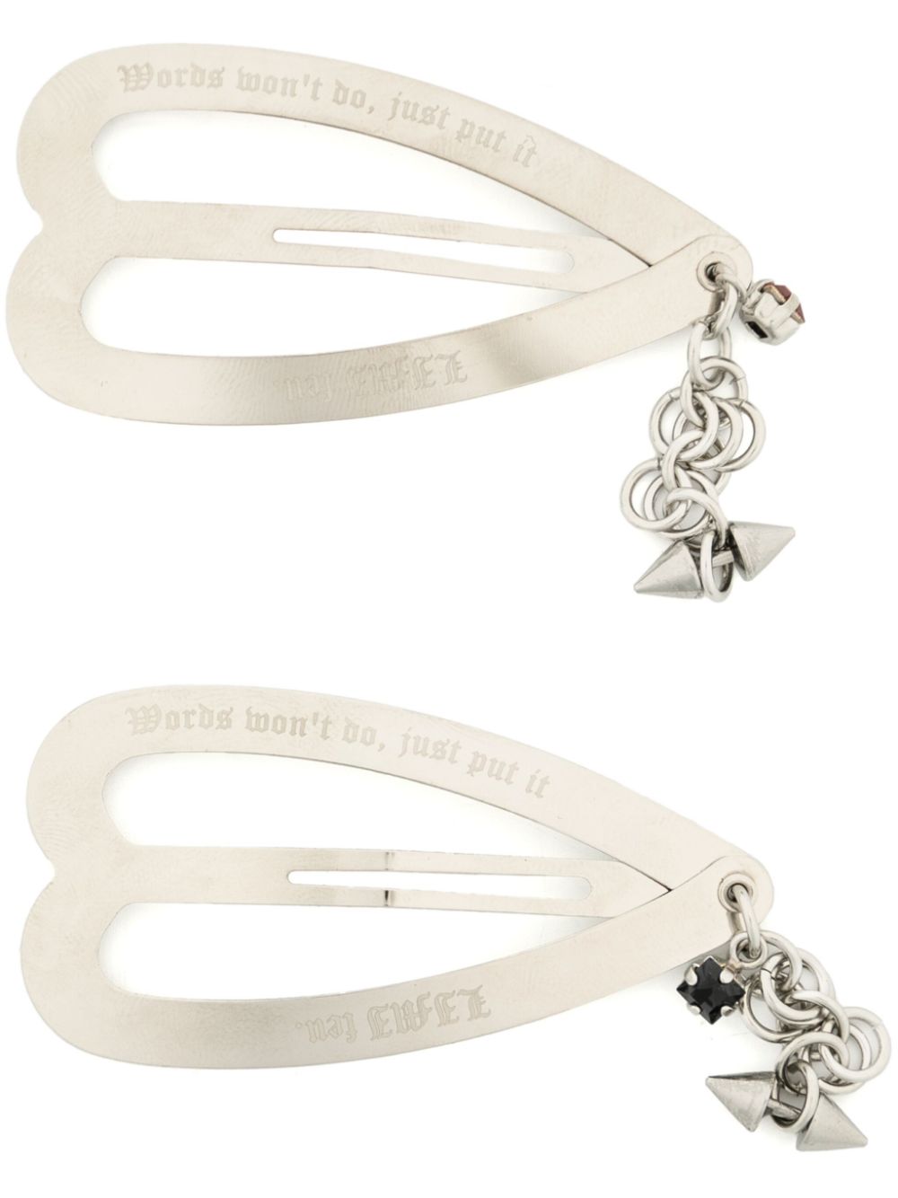 Yohji Yamamoto heart-shape hair clips (set of 2) - Silver von Yohji Yamamoto