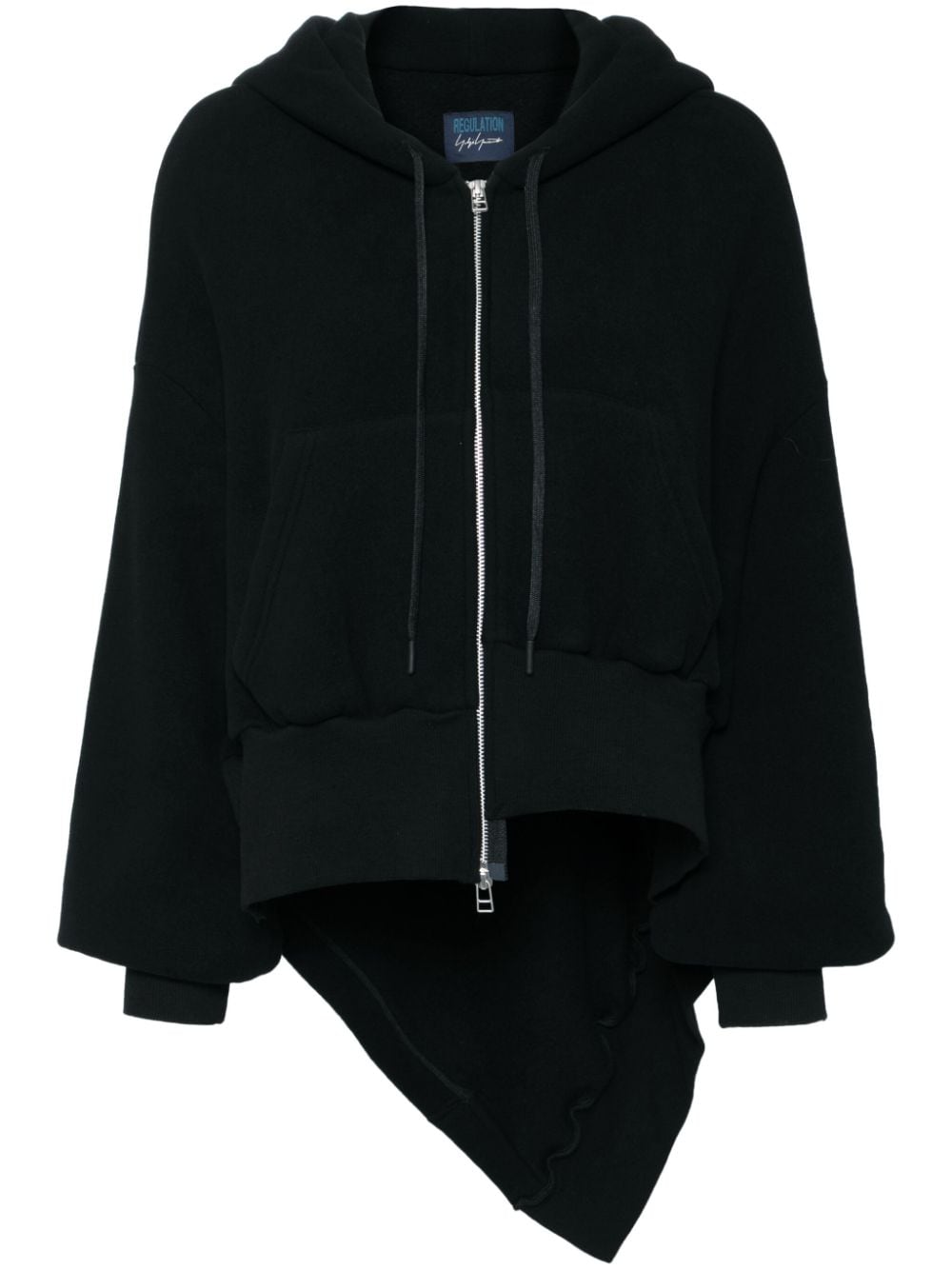 Yohji Yamamoto high-low zipped hoodie - Black von Yohji Yamamoto