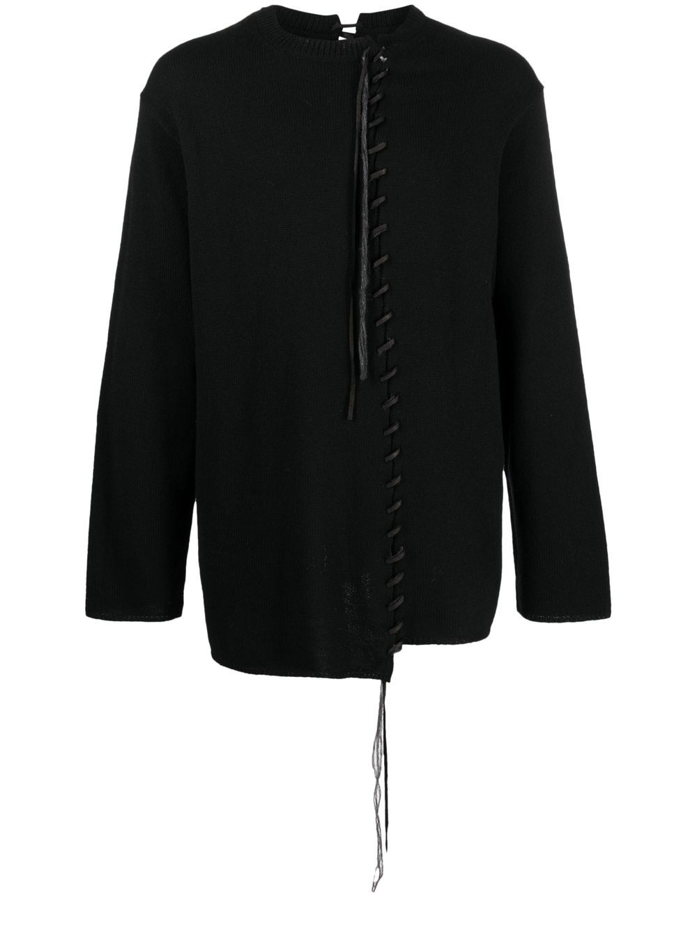 Yohji Yamamoto laced-front long-sleeve shirt - Black von Yohji Yamamoto