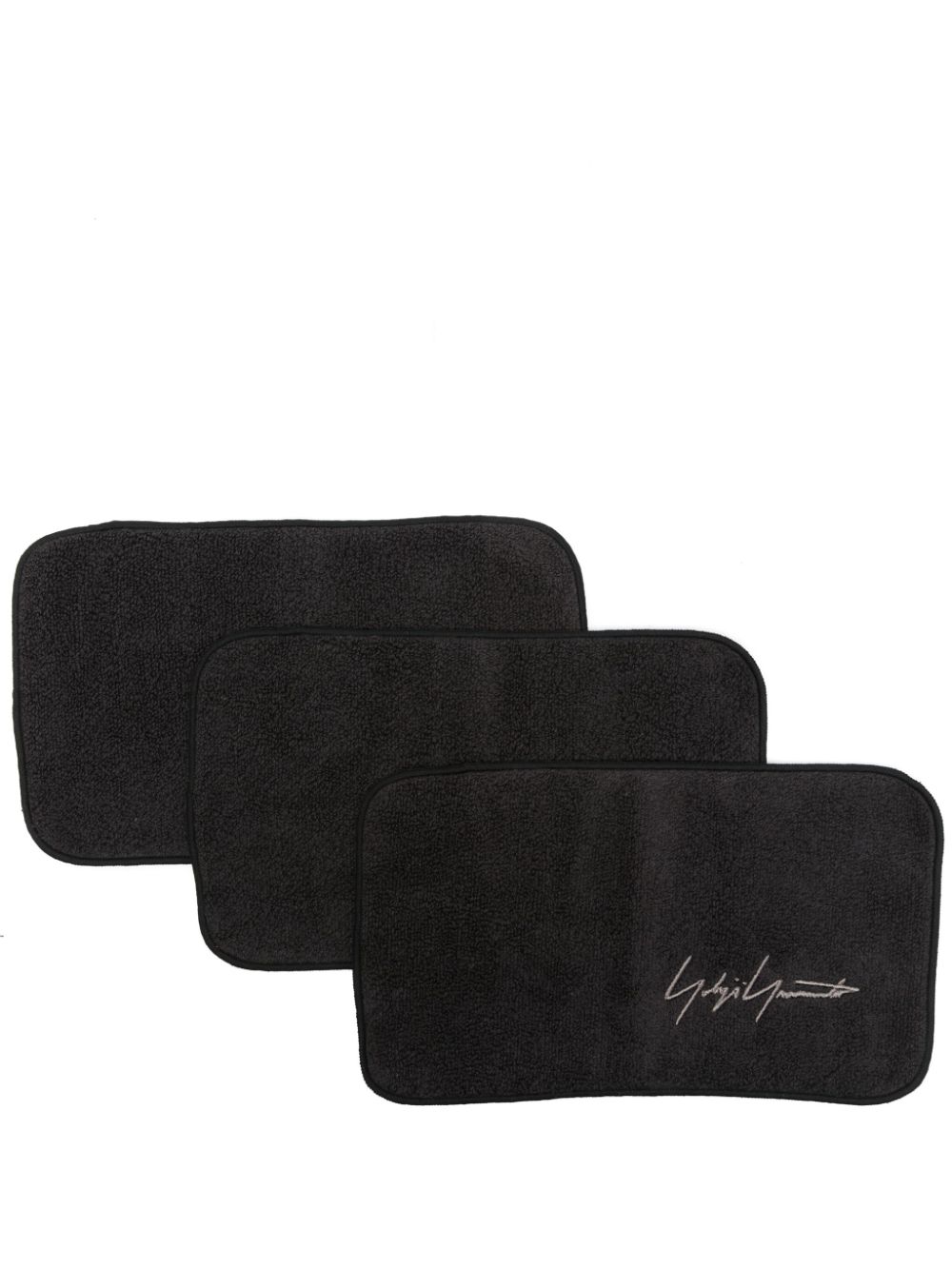 Yohji Yamamoto logo-embroidered cotton hand towel (set of three) - Black von Yohji Yamamoto