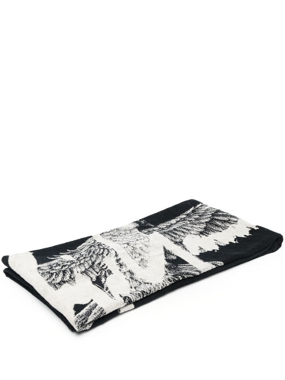 Yohji Yamamoto logo print towel - Black von Yohji Yamamoto