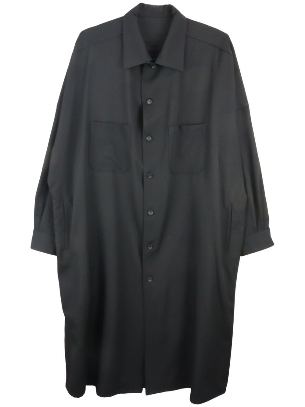 Yohji Yamamoto long-sleeve wool shirt - Black von Yohji Yamamoto