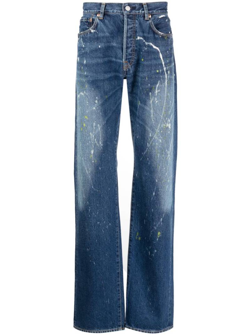 Yohji Yamamoto paint-splatter straight-leg jeans - Blue von Yohji Yamamoto