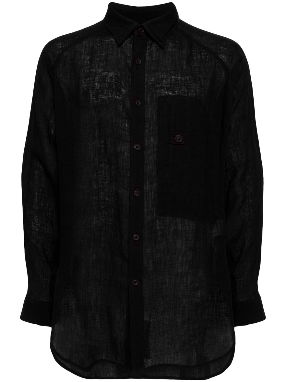 Yohji Yamamoto panelled linen shirt - Black von Yohji Yamamoto