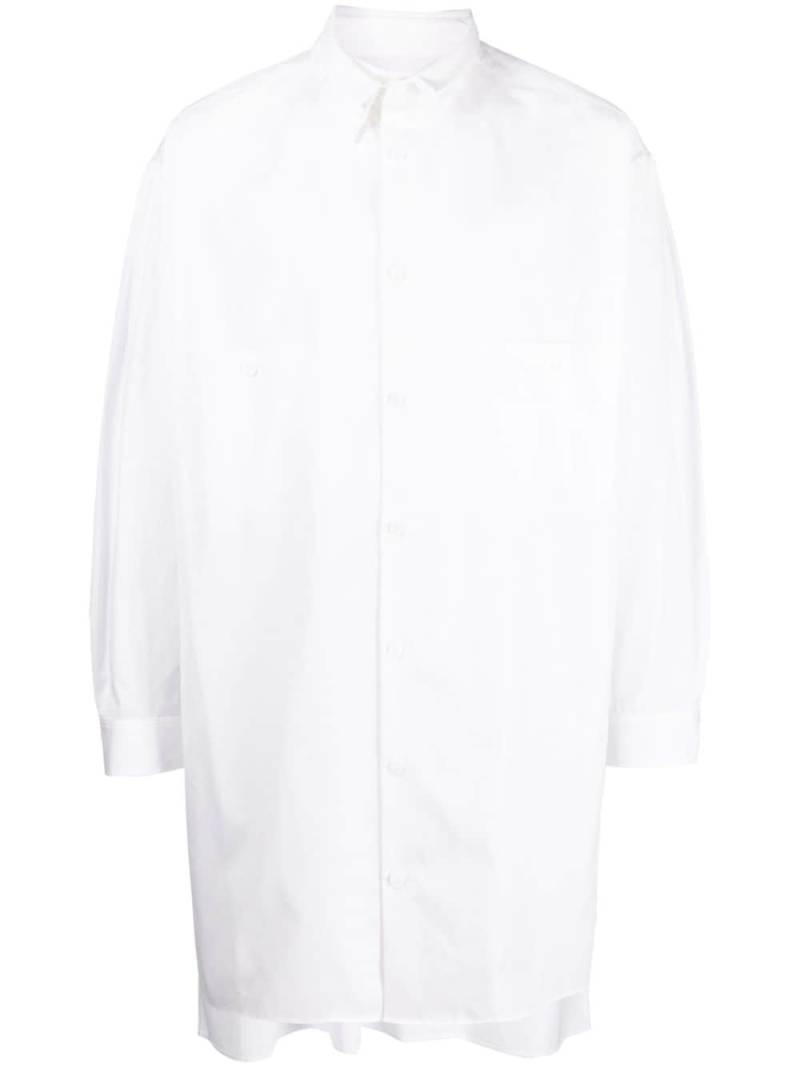 Yohji Yamamoto panelled slim-cut cotton shirt - White von Yohji Yamamoto