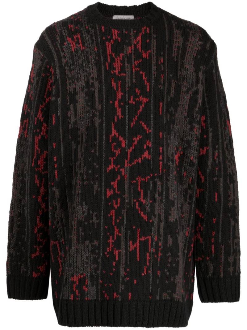 Yohji Yamamoto patterned intarsia-knit jumper - Black von Yohji Yamamoto