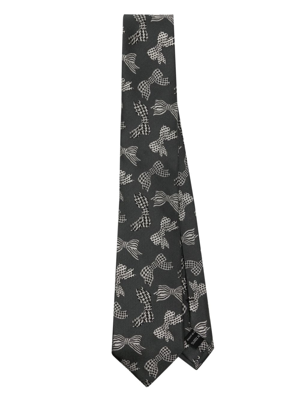 Yohji Yamamoto patterned-jacquard silk tie - Grey von Yohji Yamamoto