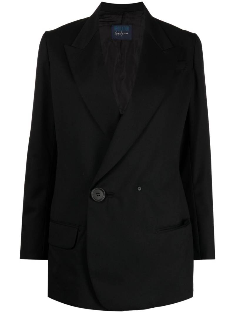 Yohji Yamamoto peak-lapels double-breasted blazer - Black von Yohji Yamamoto