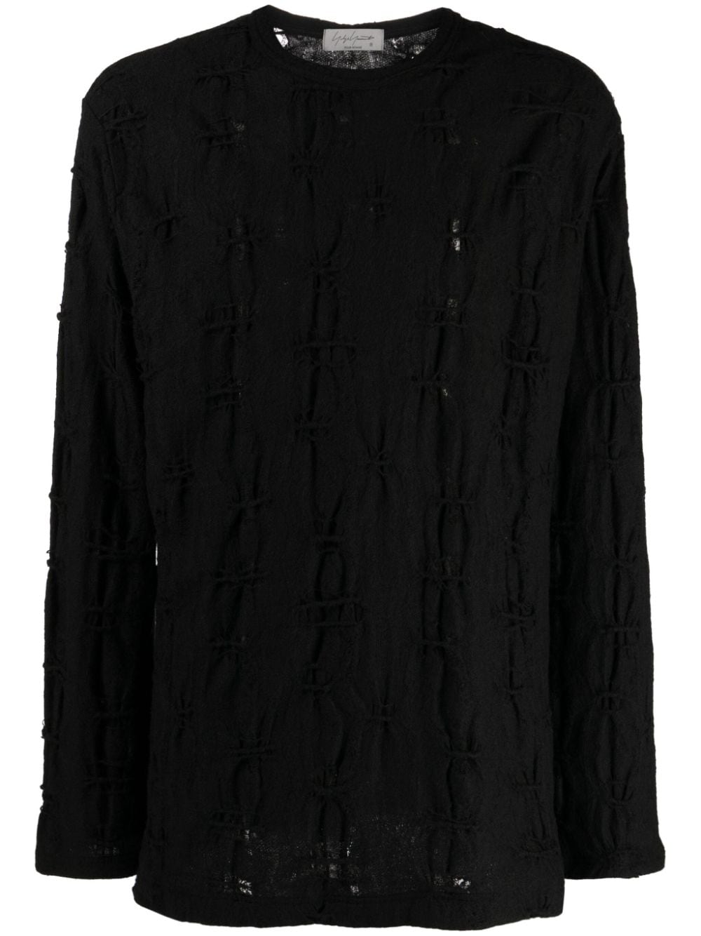 Yohji Yamamoto perforated-detailing cotton jumper - Black von Yohji Yamamoto